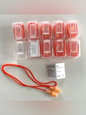 3M UltraFit Silicone Corded Reusable Earplugs w String Orange New Case  10 Pairs